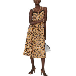 Thakoon Collective Printed Leopard A-Line Midi Dress Size 8 Lace Animal Print